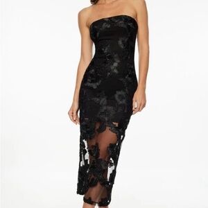 Dynamite Black and Tan Strapless Bodycon Dress